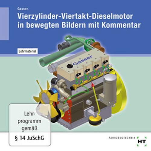 Vierzylinder-Viertakt-Dieselmotor in bewergten Bildern mit Kommentar inkl. Starter und Generator