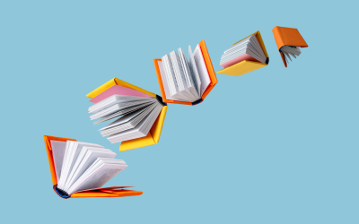 Bücher Illustration auf blauen Hintergrund